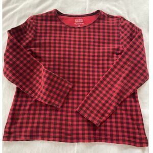 croft & barrow red & black check knit top size medium